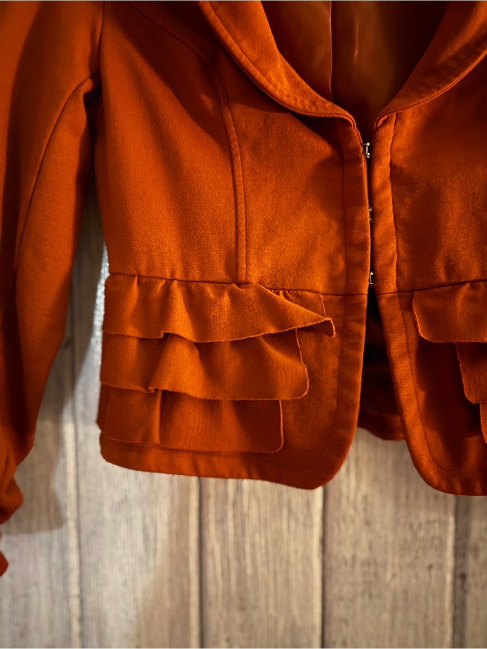 INC International Concepts Rust Orange Ruffle Cropped Blazer - Picture 2 of 10